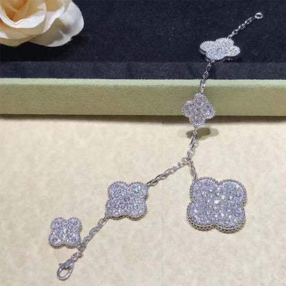 [Eterna Jewels]クローバー 6モチーフ シルバーダイヤモンドブレスレット
