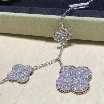 [Eterna Jewels]クローバー 6モチーフ シルバーダイヤモンドブレスレット