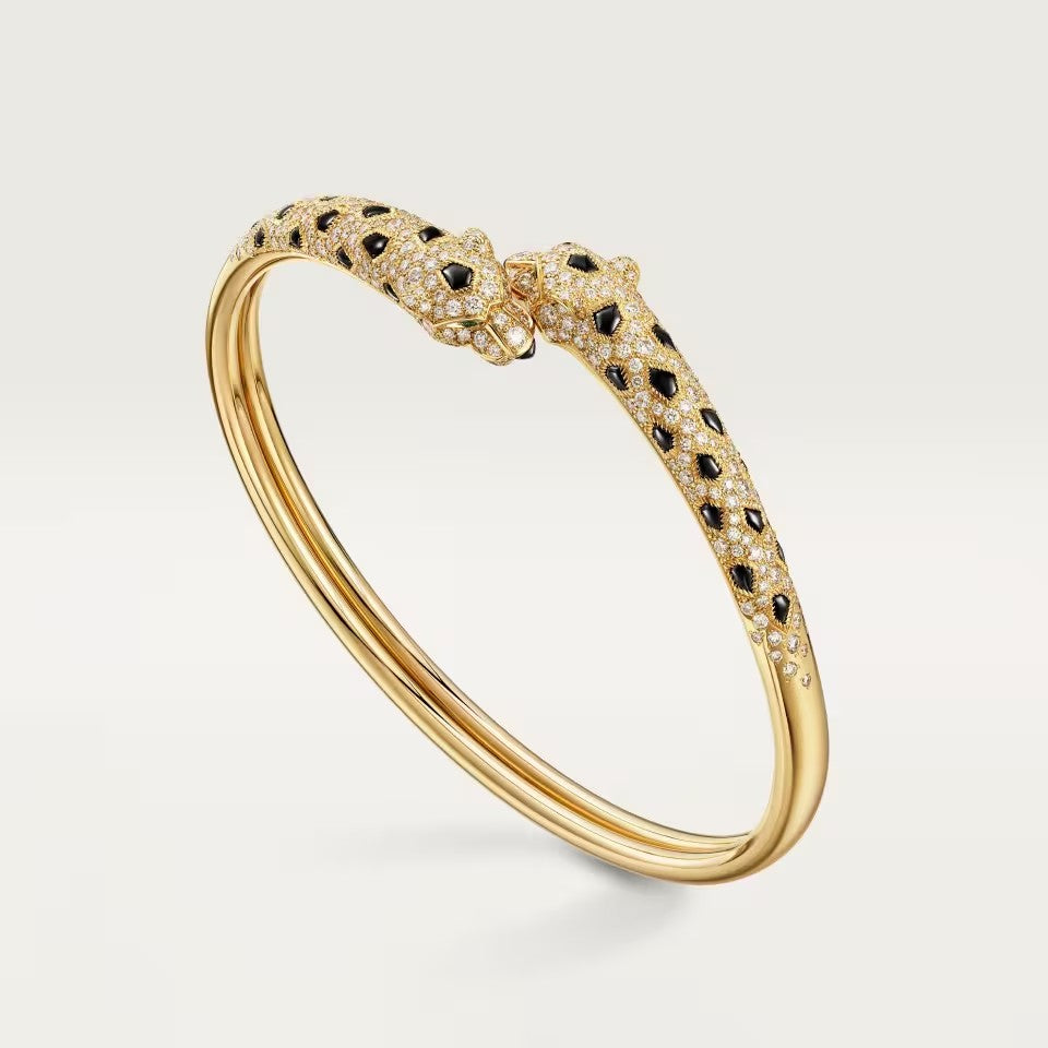 [Eterna Jewels]PANTHERE DOUBLE HEADED HALF DIAMOND OPEN BRACELET