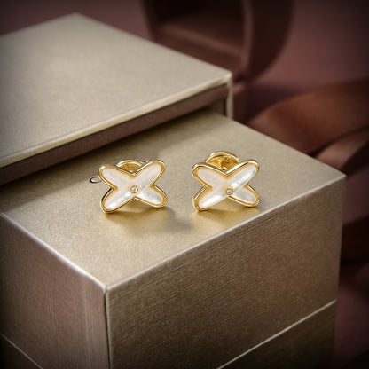 [Eterna Jewels]JEAUX ドゥ ホワイトマザーオブパール ゴールド ダイヤモンド ピアス