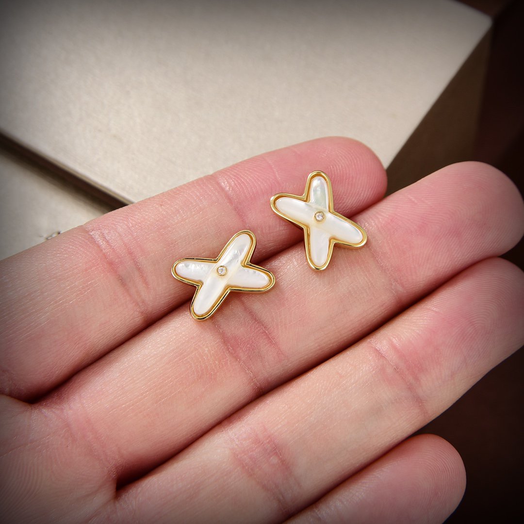 [Eterna Jewels]JEAUX ドゥ ホワイトマザーオブパール ゴールド ダイヤモンド ピアス