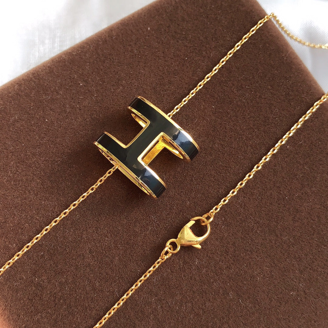 [Eterna Jewels]HM CLIC SCHWARZE EMAILLE GOLDENE HALSKEKETTE