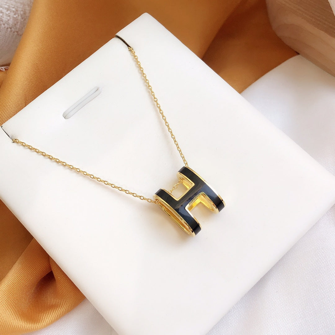 [Eterna Jewels]HM CLIC SCHWARZE EMAILLE GOLDENE HALSKEKETTE