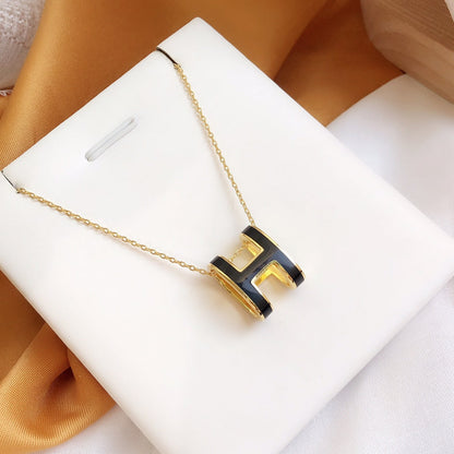 [Eterna Jewels]HM CLIC SCHWARZE EMAILLE GOLDENE HALSKEKETTE