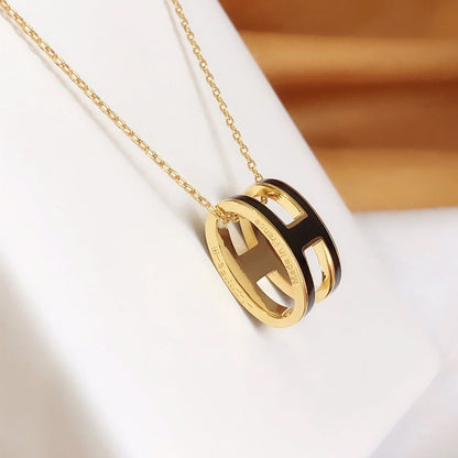 [Eterna Jewels]HM CLIC SCHWARZE EMAILLE GOLDENE HALSKEKETTE