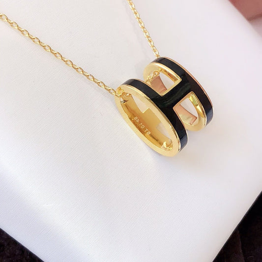 [Eterna Jewels]HM CLIC SCHWARZE EMAILLE GOLDENE HALSKEKETTE