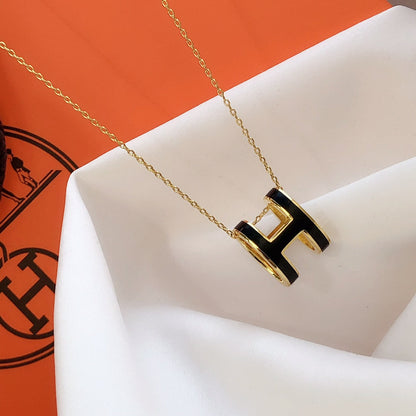 [Eterna Jewels]HM CLIC SCHWARZE EMAILLE GOLDENE HALSKEKETTE