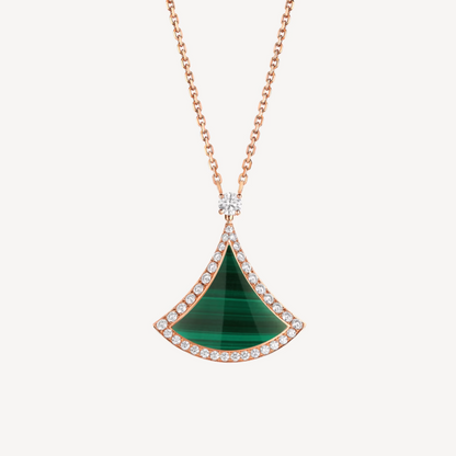 [Eterna Jewels]DREAM MALACHIT DIAMANTEN PAVÉ ROSÉGOLD HALSKETTE