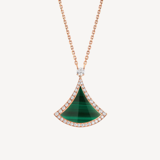 [Eterna Jewels]DREAM MALACHIT DIAMANTEN PAVÉ ROSÉGOLD HALSKETTE