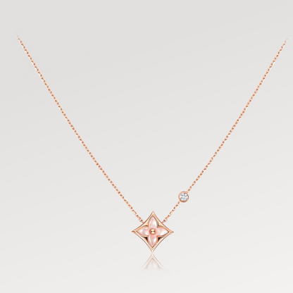 [Eterna Jewels]STAR PINK MOP 1 DIAMANT ROSÉGOLD HALSKEТТЕ