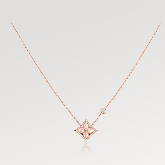 [Eterna Jewels]STAR PINK MOP 1 DIAMANT ROSÉGOLD HALSKEТТЕ