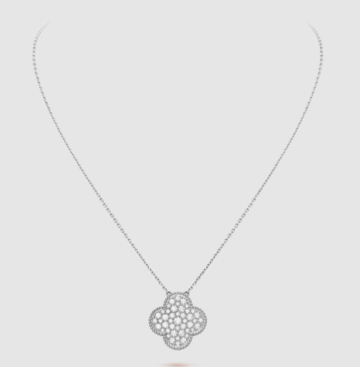 [Eterna Jewels]KLEEBKATTENANHÄNGER 25MM GROSS DIAMANT BESETZT SILBERHALSKETTE