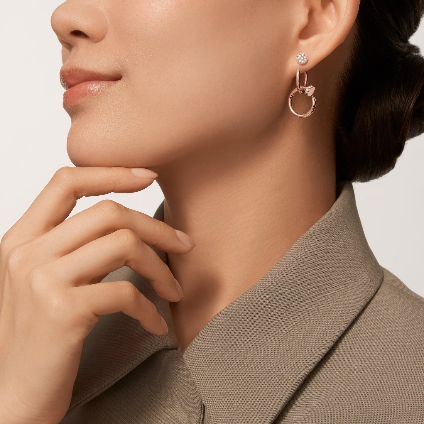 [Eterna Jewels]JUSTE HALF DIAMOND DOUBLE EARRINGS