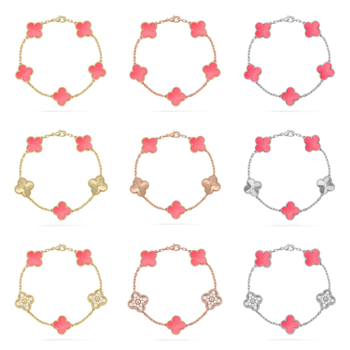 [Eterna Jewels] KLEEBATT 5 MOTIVE ROSA PERLMUTT-ARMBAND KOLLEKTION