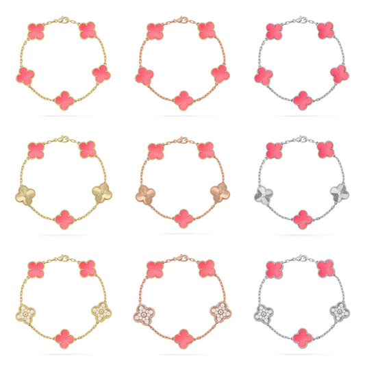 [Eterna Jewels] KLEEBATT 5 MOTIVE ROSA PERLMUTT-ARMBAND KOLLEKTION
