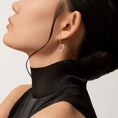 [Eterna Jewels]TRINITY HALF DIAMOND  EARRINGS