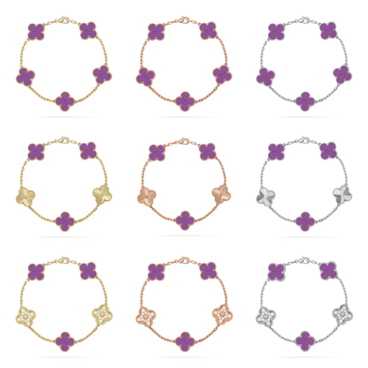 [Eterna Jewels] KLEEBRAUM 5 MOTIV VIOLETT ARMBAND KOLLEKTION