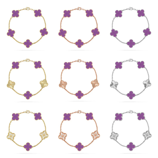 [Eterna Jewels] KLEEBRAUM 5 MOTIV VIOLETT ARMBAND KOLLEKTION