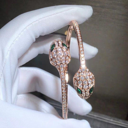 [Eterna Jewels]SERPENTI ARMREIF ROSÉGOLD MALACHIT DIAMANT DOPPELSCHLANGE