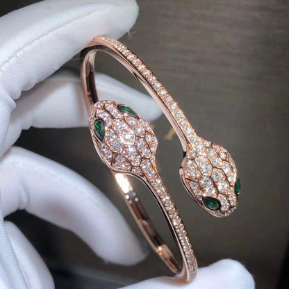 [Eterna Jewels]SERPENTI ARMREIF ROSÉGOLD MALACHIT DIAMANT DOPPELSCHLANGE