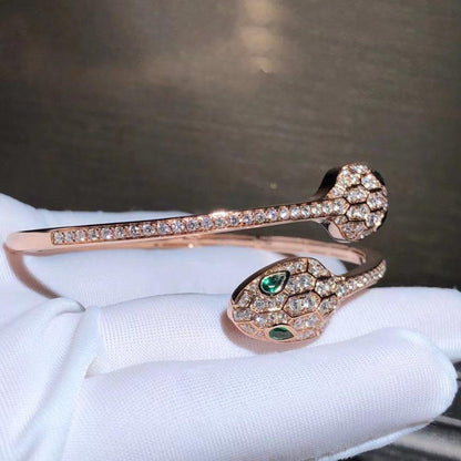 [Eterna Jewels]SERPENTI ARMREIF ROSÉGOLD MALACHIT DIAMANT DOPPELSCHLANGE