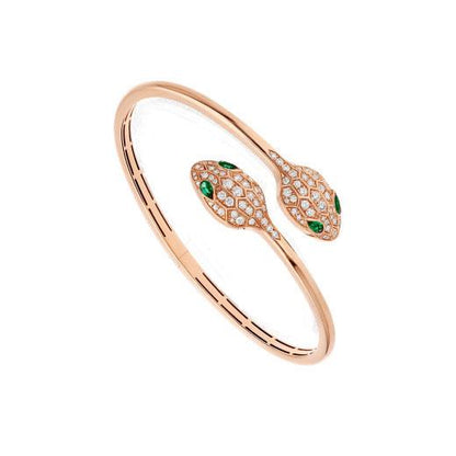 [Eterna Jewels]SERPENTI ARMREIF ROSÉGOLD MALACHIT DIAMANT DOPPELSCHLANGE