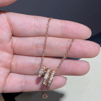 [エテルナジュエルズ]SERPENTI ピンクゴールドネックレス ダブルリング ダイヤモンド