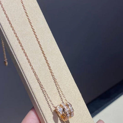 [エテルナジュエルズ]SERPENTI ピンクゴールドネックレス ダブルリング ダイヤモンド