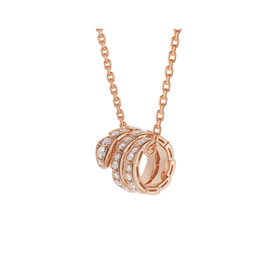 [エテルナジュエルズ]SERPENTI ピンクゴールドネックレス ダブルリング ダイヤモンド