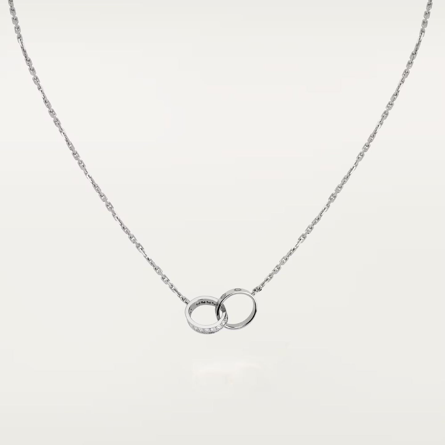 [Eterna Jewels]LOVE DOUBLE RING HALF DIAMOND NECKLACE