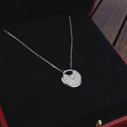 [Eterna Jewels]AMULETTE SILVER FULL DIAMOND NECKLACE