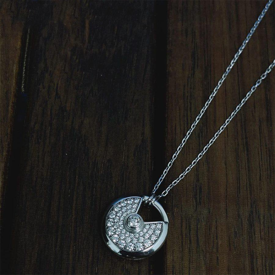 [Eterna Jewels]AMULETTE SILVER FULL DIAMOND NECKLACE