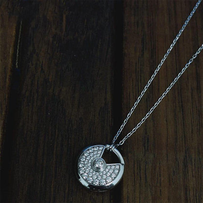 [Eterna Jewels]AMULETTE SILVER FULL DIAMOND NECKLACE