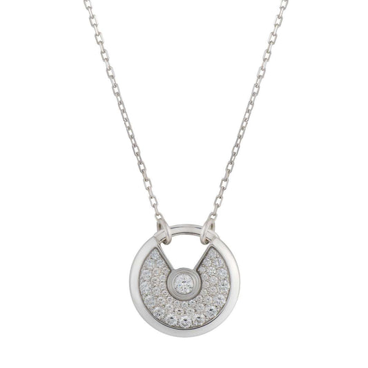 [Eterna Jewels]AMULETTE SILVER FULL DIAMOND NECKLACE