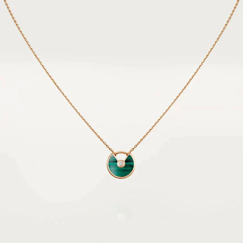 [Eterna Jewels]AMULETTE ROSE GOLD MALACHITE NECKLACE