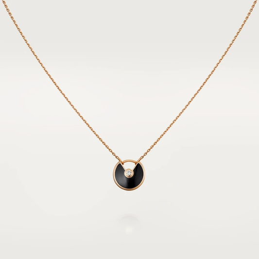 [Eterna Jewels]AMULETTE ROSE GOLD ONYX NECKLACE