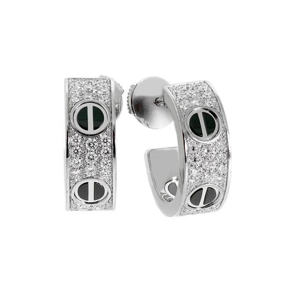 [Eterna Jewels]LOVE CERAMIC DIAMOND PAVED SILVER EARRINGS