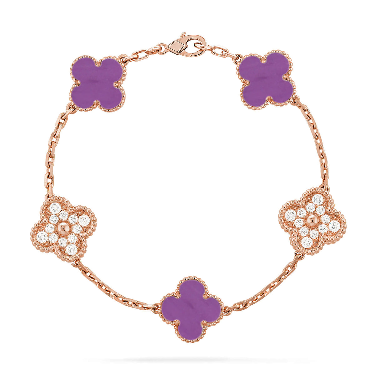 [Eterna Jewels] KLEEBRAUM 5 MOTIV VIOLETT ARMBAND KOLLEKTION