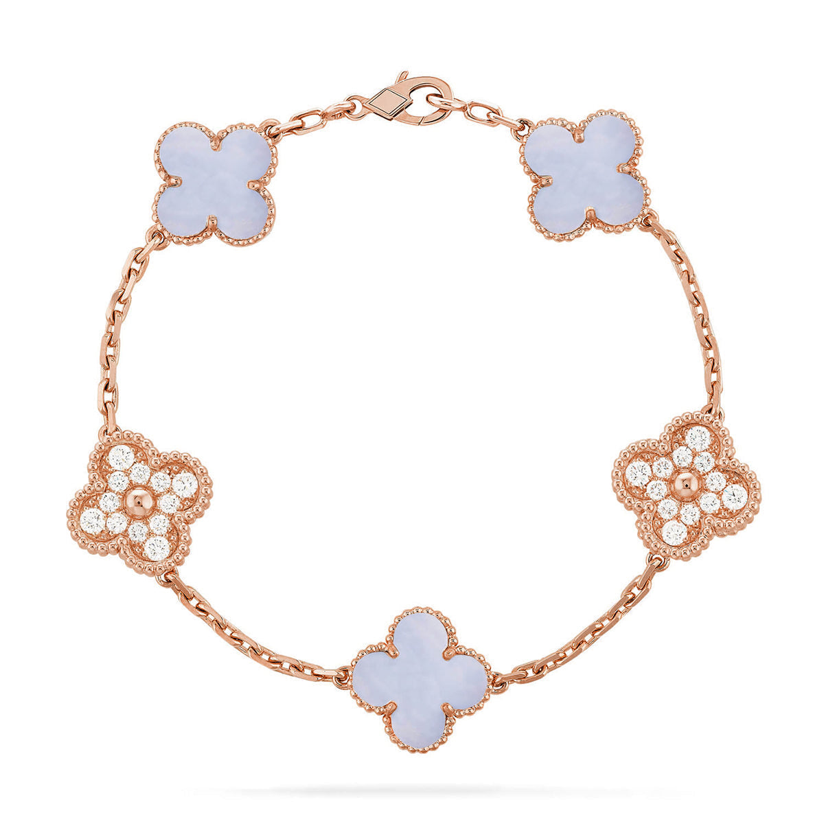 [Eterna Jewels] KLEEBRAUM 5 MOTIV VIOLETTER CHALCEDON ARMBAND KOLLEKTION
