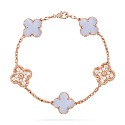 [Eterna Jewels] KLEEBRAUM 5 MOTIV VIOLETTER CHALCEDON ARMBAND KOLLEKTION