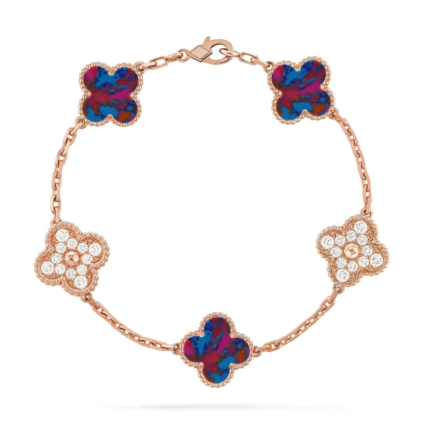 [Eterna Jewels]KLEEBRISE 5 MOTIV FARBIGE EDELSTEINE ARMBAND KOLLEKTION