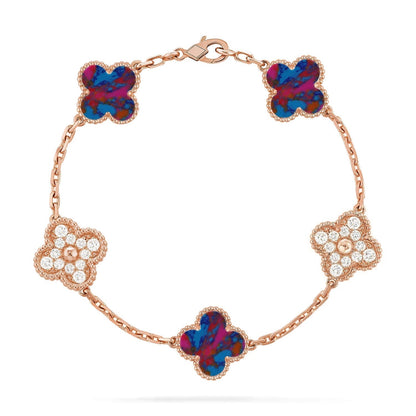 [Eterna Jewels]KLEEBRISE 5 MOTIV FARBIGE EDELSTEINE ARMBAND KOLLEKTION