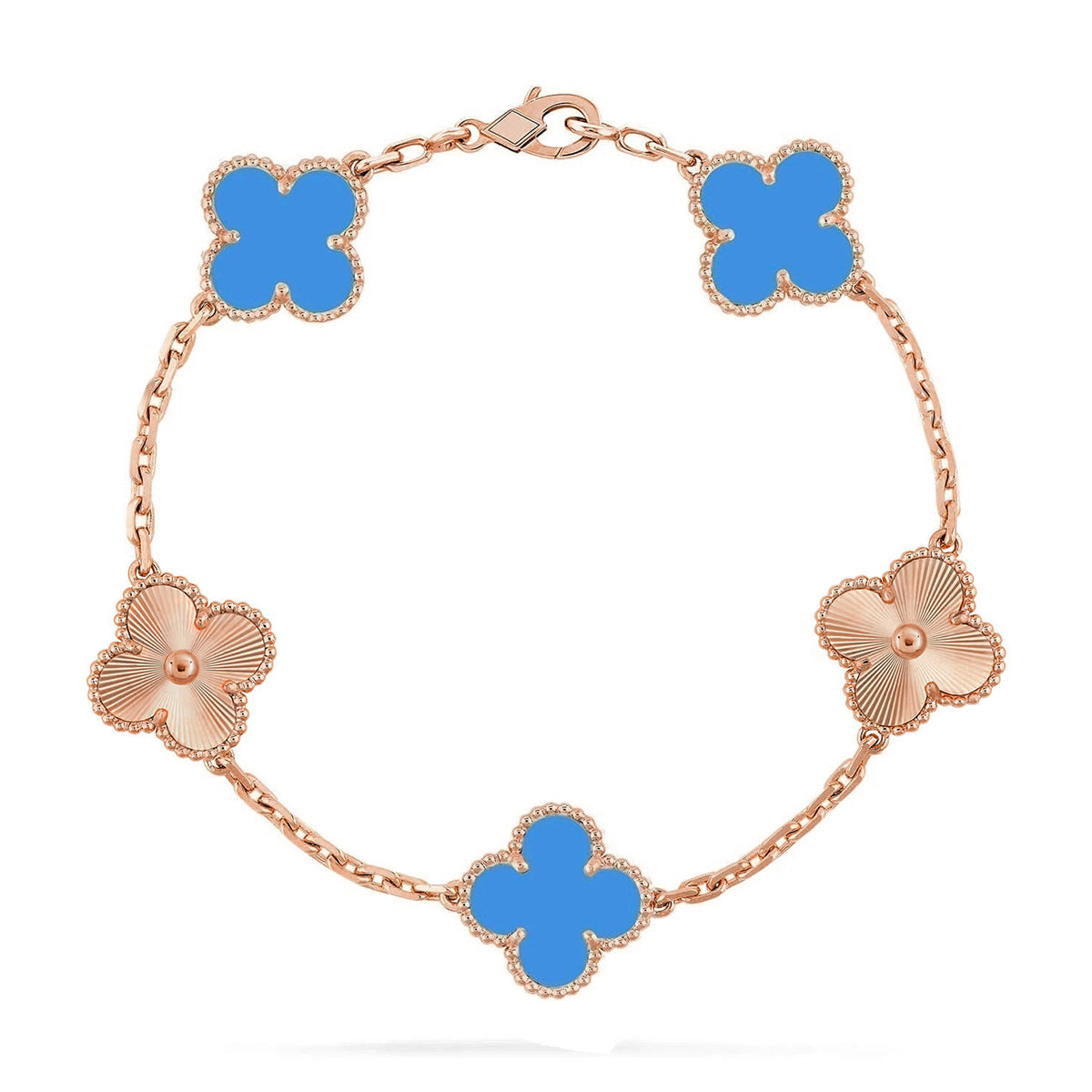 [Eterna Jewels] CLOVER 5 MOTIV BLAUER ACHAT ARMBAND KOLLEKTION