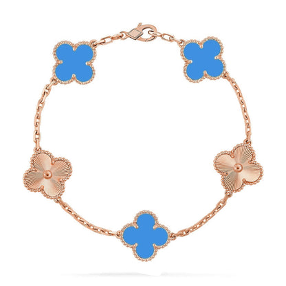 [Eterna Jewels] CLOVER 5 MOTIV BLAUER ACHAT ARMBAND KOLLEKTION