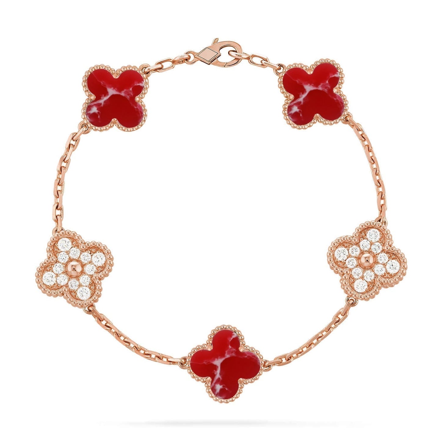 [Eterna Jewels]KLEE-ARMBAND-KOLLEKTION MIT 5 MOTIVEN ROTES MUSTER