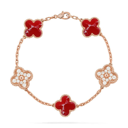 [Eterna Jewels]KLEE-ARMBAND-KOLLEKTION MIT 5 MOTIVEN ROTES MUSTER