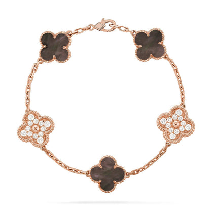 [Eterna Jewels] CLOVER 5 MOTIV GRAUES PERLMUTT-ARMBAND KOLLEKTION