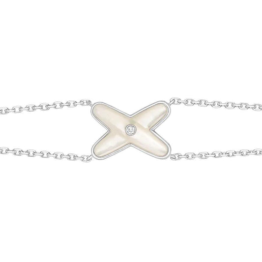 [Eterna Jewels]JEUX ブレスレット ホワイトMOP シルバー 1ダイヤモンド