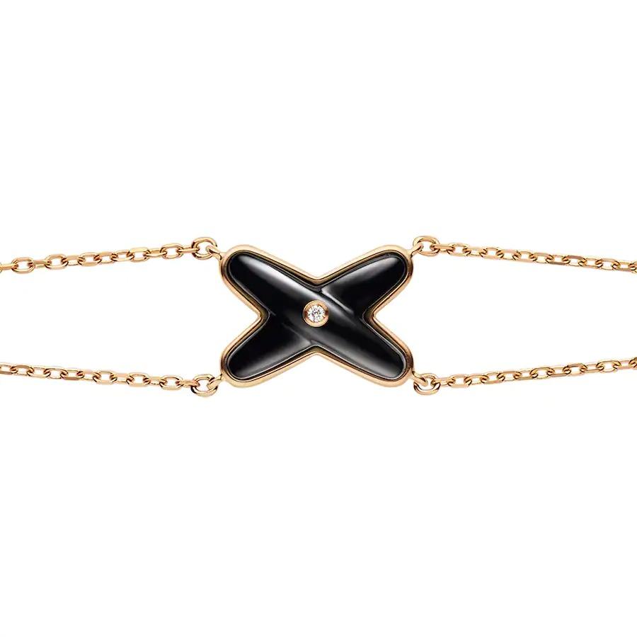 [Eterna Jewels]JEUX ARMBAND ONYX ROSEGOLD 1 DIAMANT