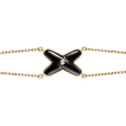 [Eterna Jewels]JEUX ARMBAND ONYX ROSEGOLD 1 DIAMANT